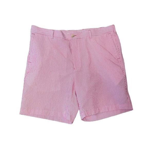 Peter Millar Featherweight Seersucker Striped Pink Golf Shorts Men's Size 38 - Picture 1 of 6
